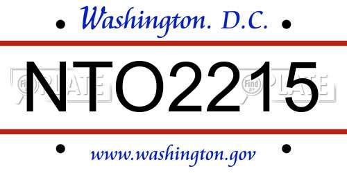 NTO2215 District Of Columbia License Plate