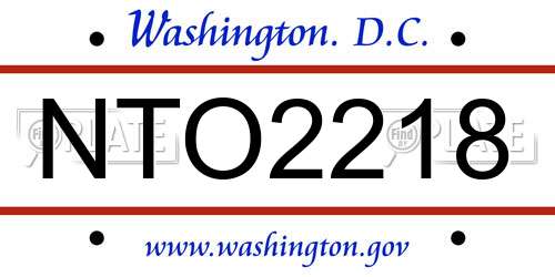 NTO2218 District Of Columbia License Plate