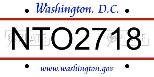 NTO2718 District Of Columbia License Plate