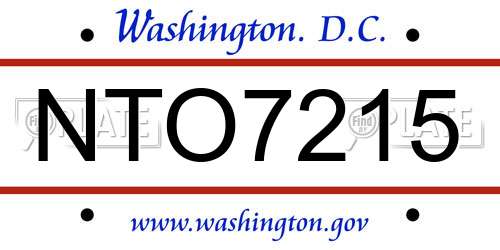 NTO7215 District Of Columbia License Plate
