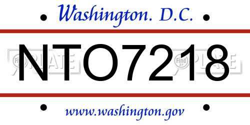 NTO7218 District Of Columbia License Plate