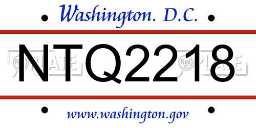 NTQ2218 District Of Columbia License Plate