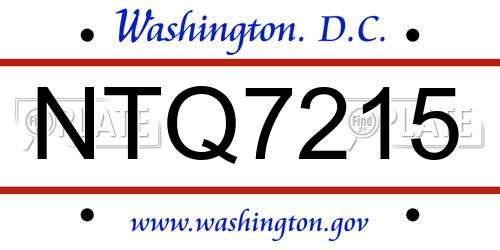 NTQ7215 District Of Columbia License Plate