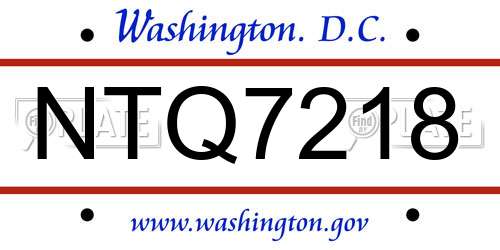NTQ7218 District Of Columbia License Plate