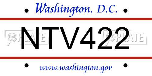 NTV422 District Of Columbia License Plate
