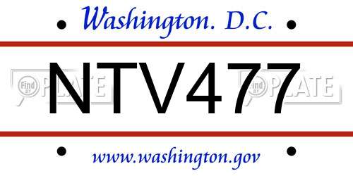 NTV477 District Of Columbia License Plate