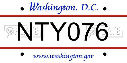 NTY076 District Of Columbia License Plate