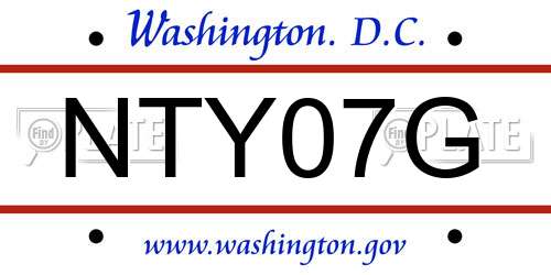 NTY07G District Of Columbia License Plate