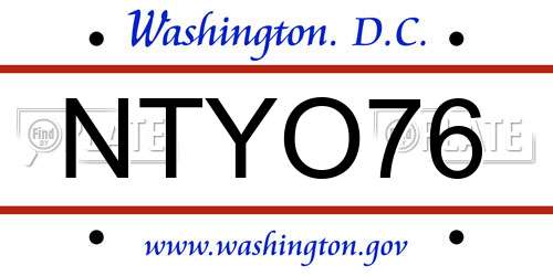 NTYO76 District Of Columbia License Plate