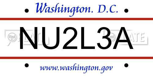 NU2L3A District Of Columbia License Plate