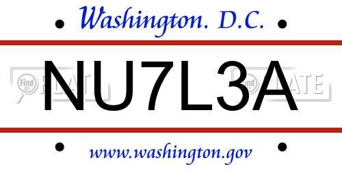 NU7L3A District Of Columbia License Plate