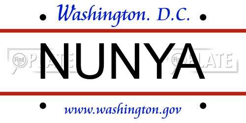 NUNYA District Of Columbia License Plate