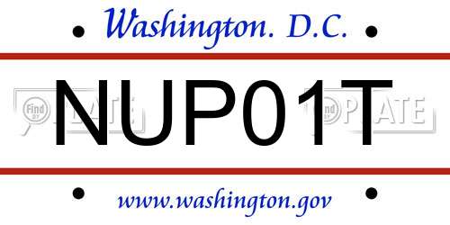 NUP01T District Of Columbia License Plate