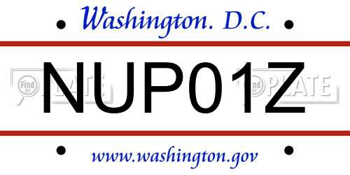 NUP01Z District Of Columbia License Plate