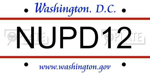 NUPD12 District Of Columbia License Plate