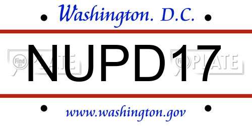 NUPD17 District Of Columbia License Plate