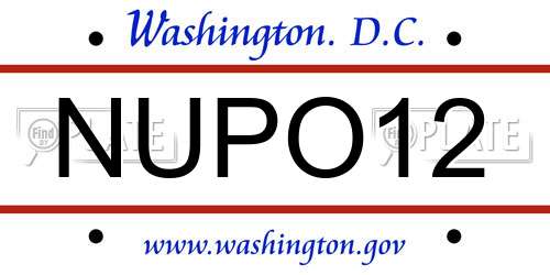 NUPO12 District Of Columbia License Plate