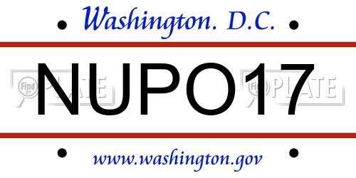 NUPO17 District Of Columbia License Plate