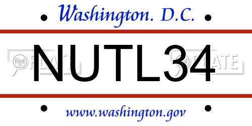 NUTL34 District Of Columbia License Plate