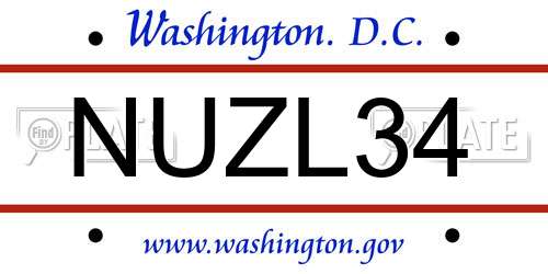 NUZL34 District Of Columbia License Plate