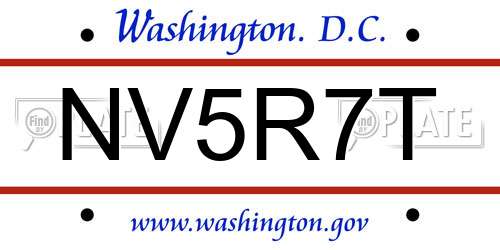 NV5R7T District Of Columbia License Plate
