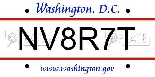 NV8R7T District Of Columbia License Plate