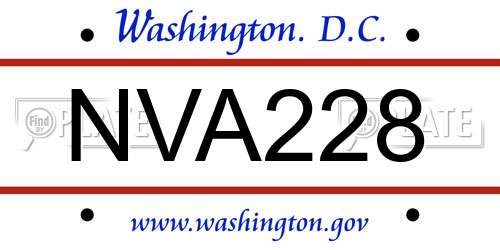 NVA228 District Of Columbia License Plate