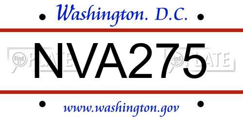NVA275 District Of Columbia License Plate