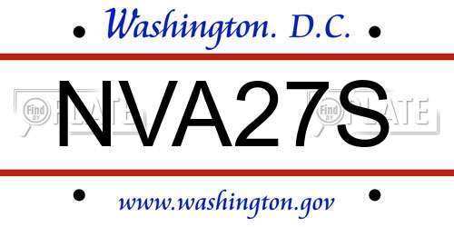 NVA27S District Of Columbia License Plate