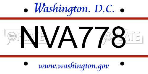NVA778 District Of Columbia License Plate