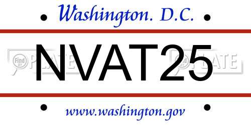 NVAT25 District Of Columbia License Plate
