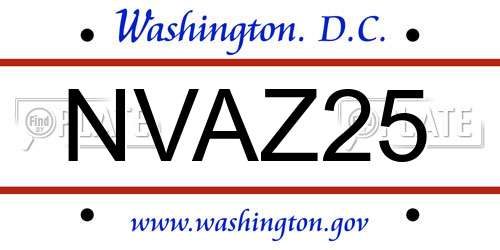 NVAZ25 District Of Columbia License Plate