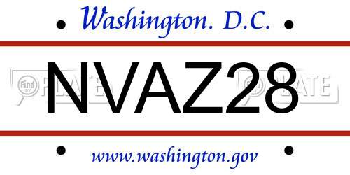 NVAZ28 District Of Columbia License Plate