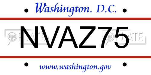 NVAZ75 District Of Columbia License Plate