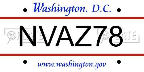 NVAZ78 District Of Columbia License Plate