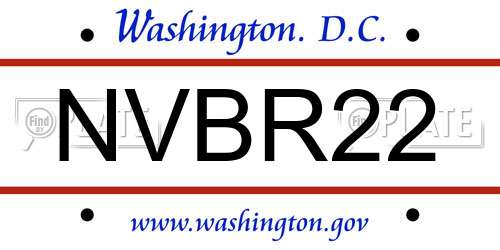 NVBR22 District Of Columbia License Plate
