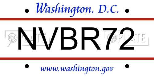 NVBR72 District Of Columbia License Plate