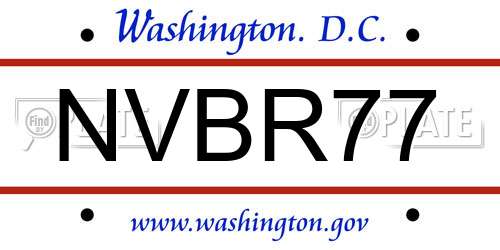 NVBR77 District Of Columbia License Plate