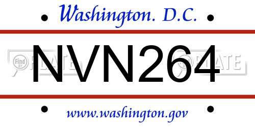 NVN264 District Of Columbia License Plate