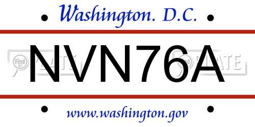 NVN76A District Of Columbia License Plate