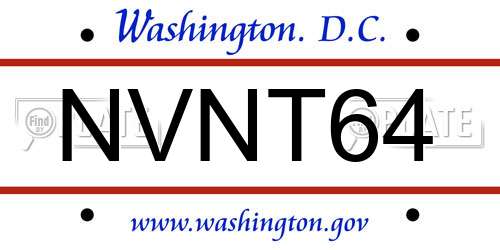 NVNT64 District Of Columbia License Plate