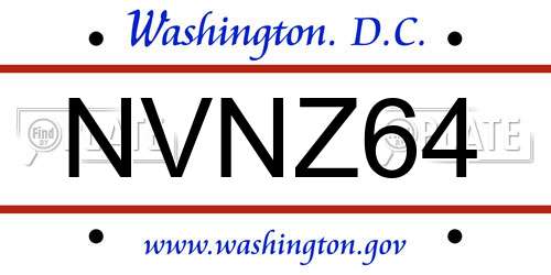 NVNZ64 District Of Columbia License Plate