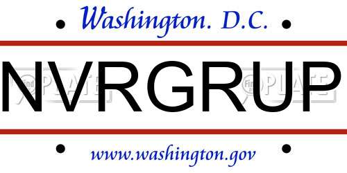 NVRGRUP District Of Columbia License Plate