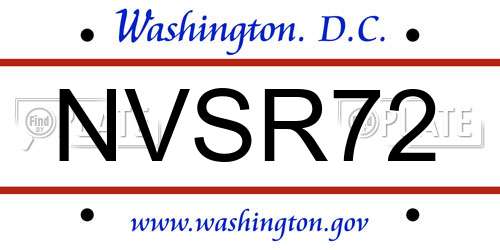 NVSR72 District Of Columbia License Plate