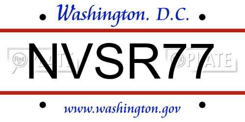 NVSR77 District Of Columbia License Plate