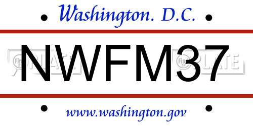 NWFM37 District Of Columbia License Plate