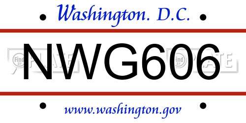 NWG606 District Of Columbia License Plate