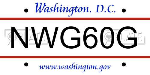 NWG60G District Of Columbia License Plate
