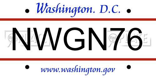 NWGN76 District Of Columbia License Plate
