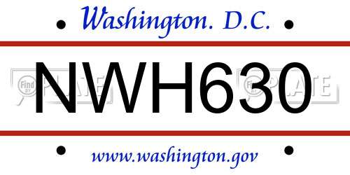 NWH630 District Of Columbia License Plate
